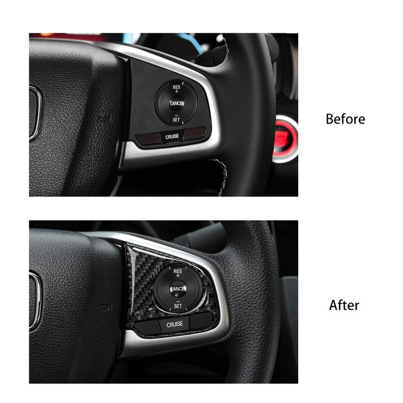 ثينيس Thenice لـ 10th Gen Civic من ألياف الكربون الحقيقية غطاء عجلة القيادة الزخارف الداخلية عجلة زر ملصق لهوندا سيفيك 2021 2020 2019 2018 2017 2016 CR-V 2017-2022 - Image 5